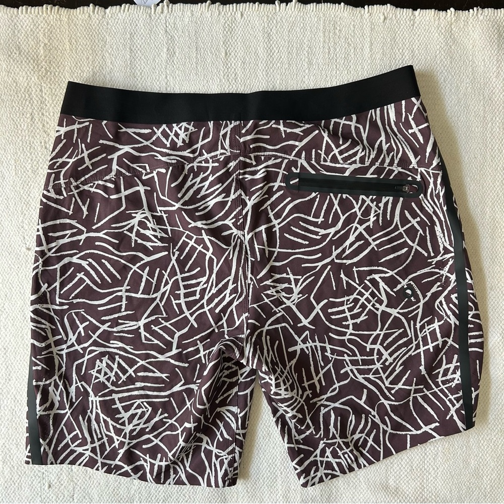 Vuori Brown  and White Geometric Board Shorts - Picture 2 of 5